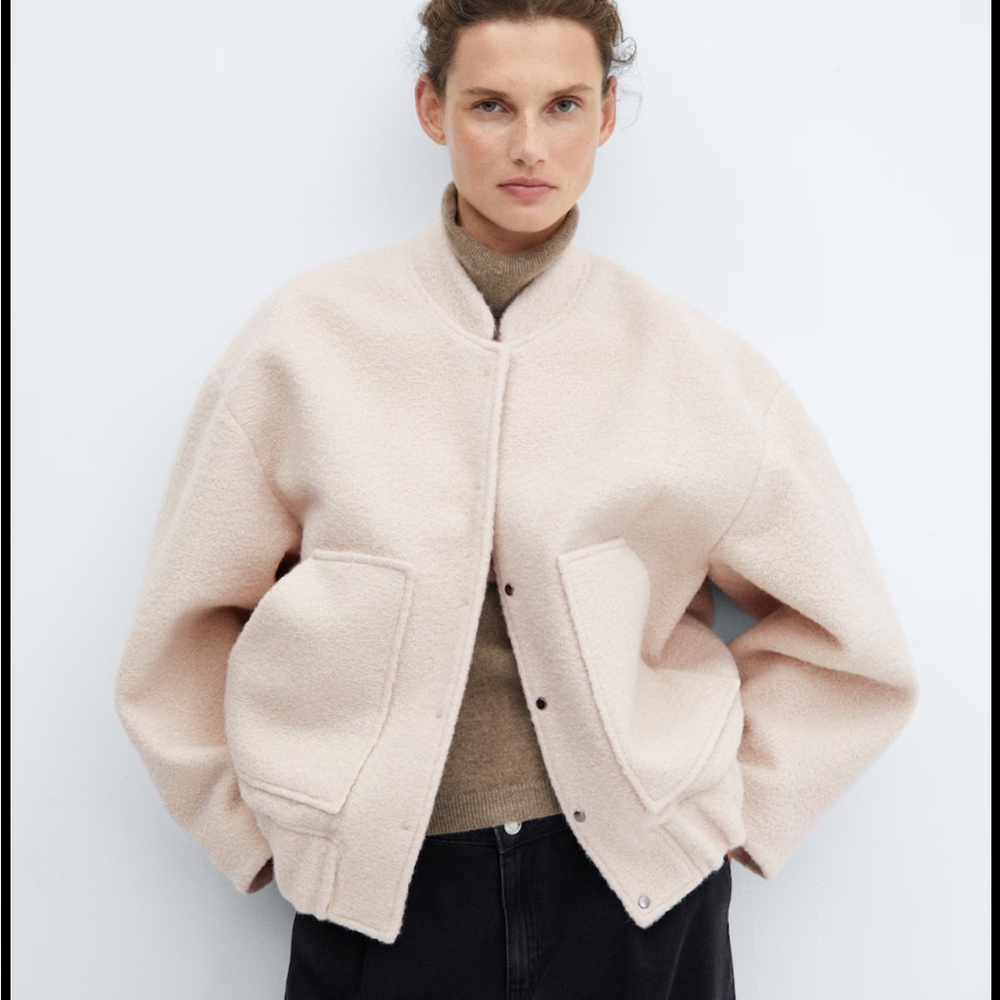 Mango Cream Bomber Jacket